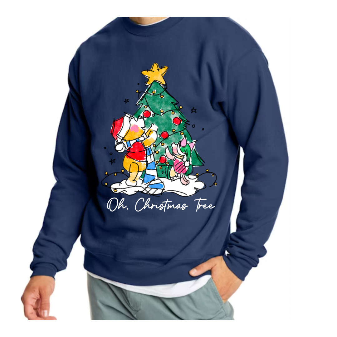 Oh Christmas Tree Pooh and Piglet Adult Sweatshirts