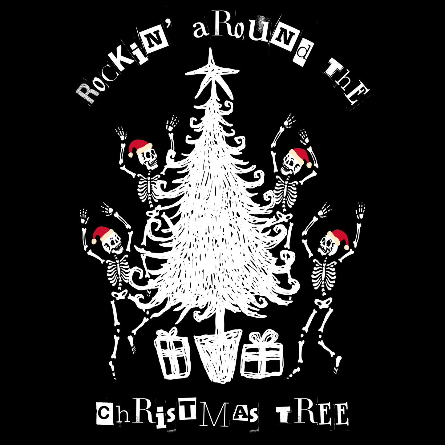 Rockin' Around The Christmas Tree Skeletons Adult shirt