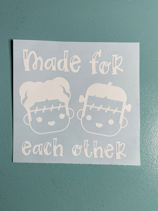 Made For Each Other Frankenstein & Bride of Frankenstein Decal